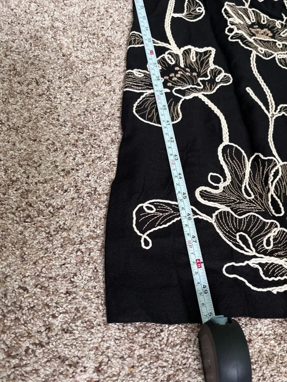 Zara Floral Embroidered Jumpsuit Black Ecru Wide Leg Linen Blend Small Summer